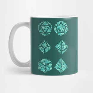 Neon Aqua Blue Gradient Rose Vintage Pattern Silhouette Polyhedral Dice - Dungeons and Dragons Design Mug